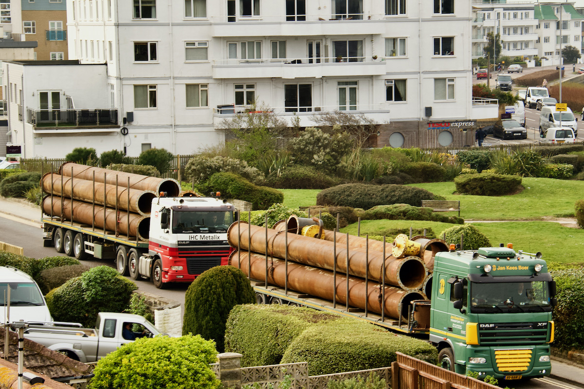 Lorry Loads of Pipes Leavng Sandbanks in Dorset