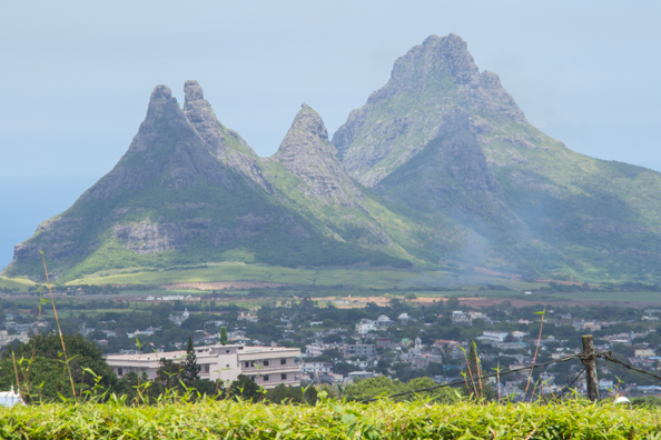 Montagne du Rempart and the summit of St. Pierre Mauritius from the Trou aux Cerfs volcano on Mauritius