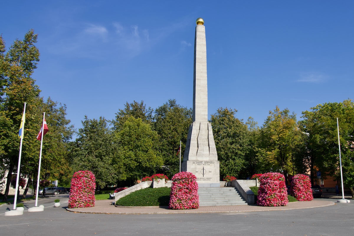 Monument of Victory in Unity Square, Cēsis, Vidzeme in Latvia