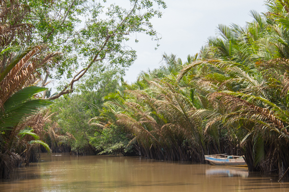 Negotiating a channel in the Mekong Delta, Vietnam