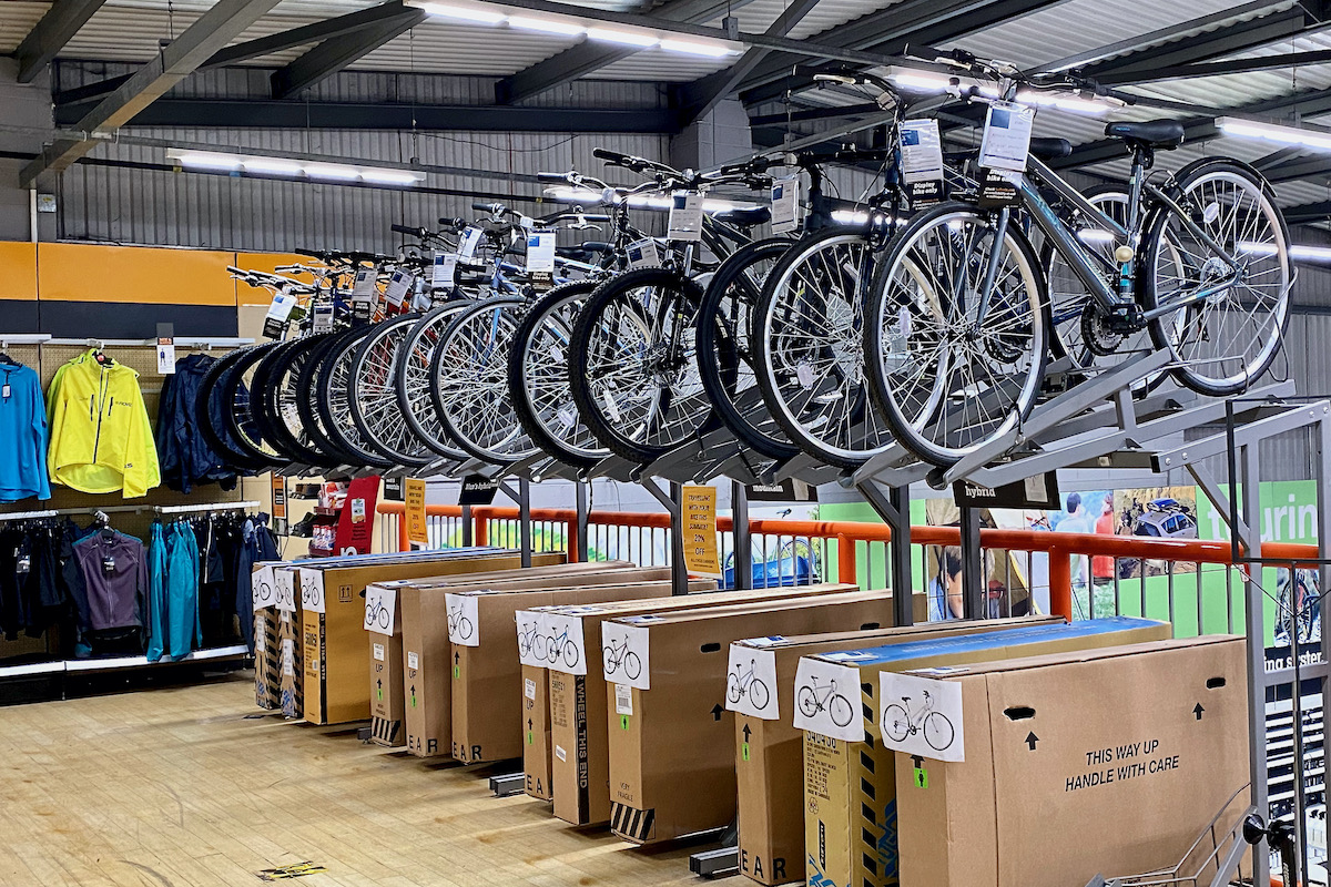 New Bikes on Display in Halfords, Poole in Dorset