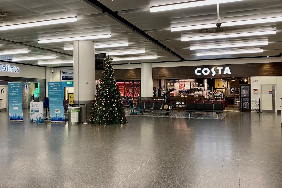 No Customers for Costa Coffee in the North Terminal at London Gatwick Airport December 2020