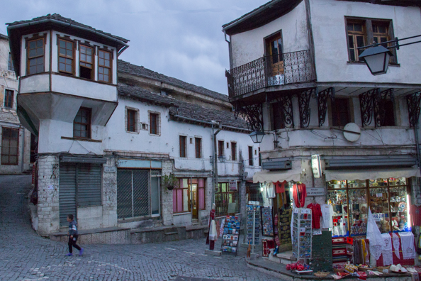 Old buildings and bazaar in Gjirokester, Albania