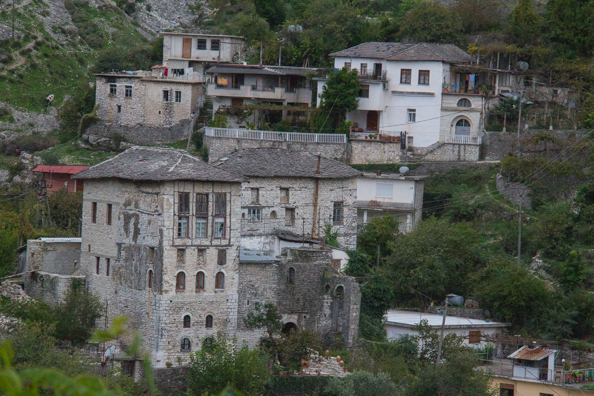 The old stone buildings of Gjirokaster in Albania
