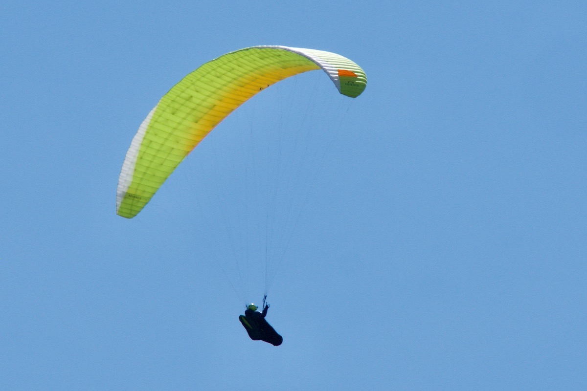 Paraglider over Poole Harbour in Dorset