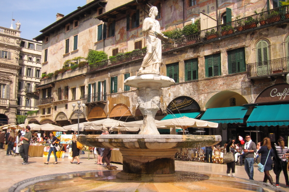 Fountain of Madonna Verona in Piazza delle Erbe in Verona