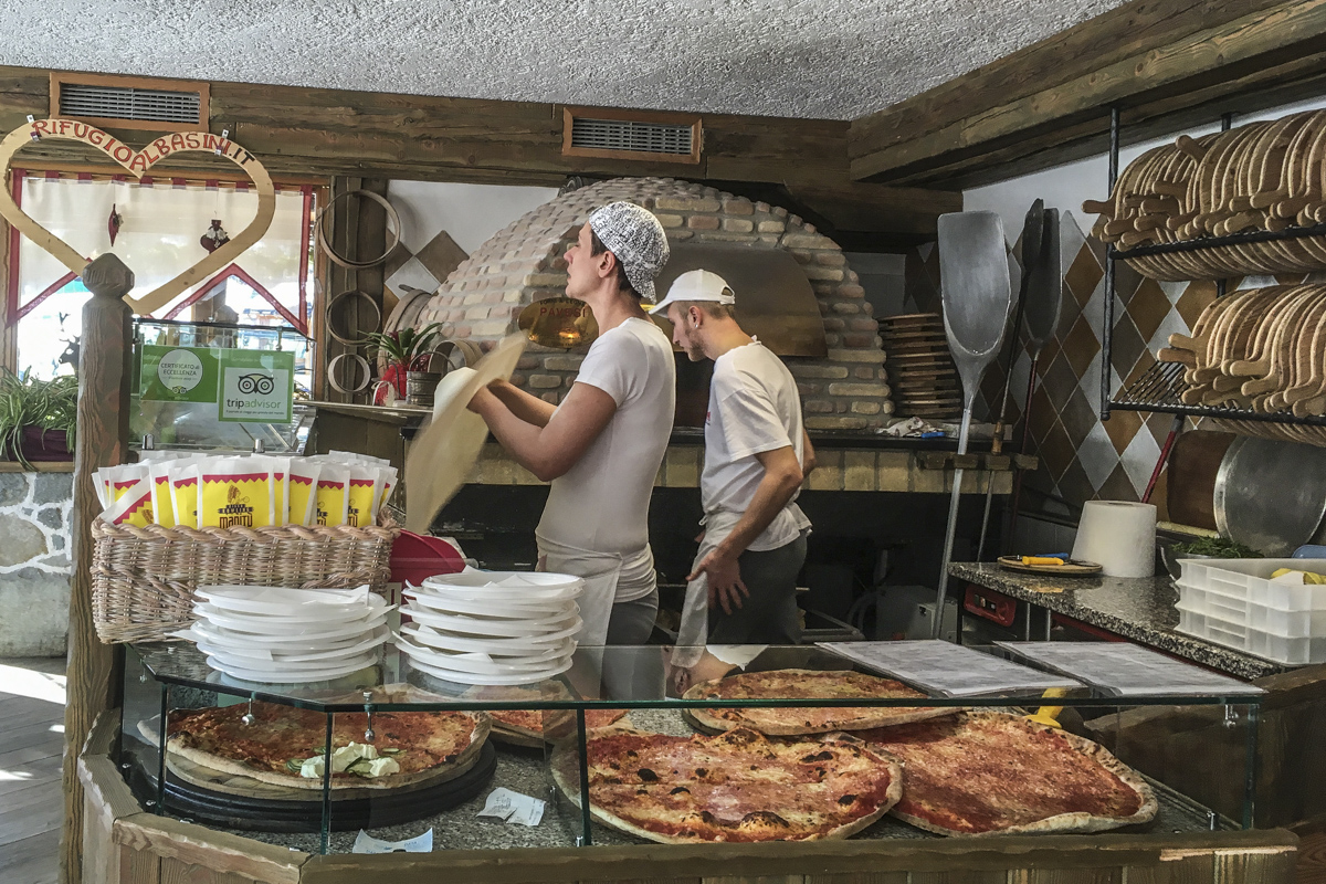 Pizza Production at Albasini's in Folgarida, Trentino, Italy  9792