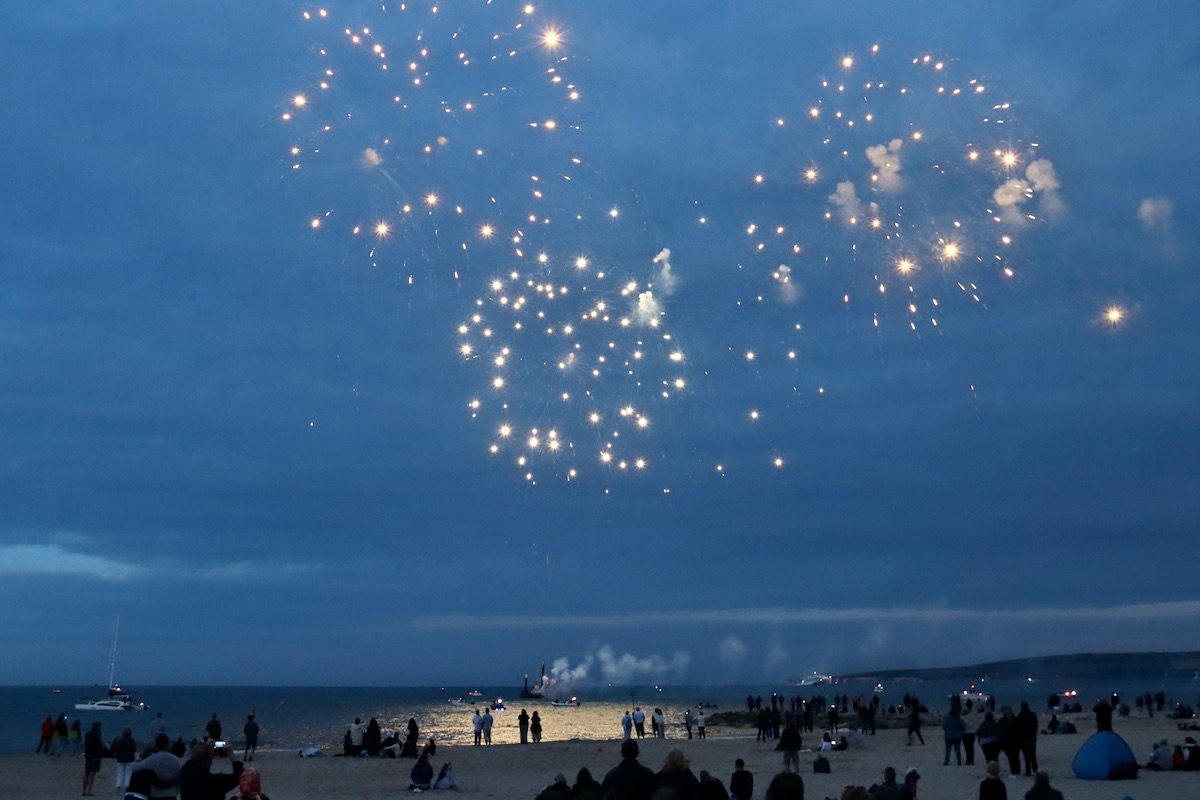 Platinum Jubilee Fireworks off Sandbanks Beach in Dorset