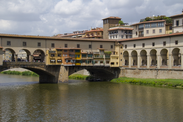 Ponte Vecchio and covered way leading to the Uffizzi in Florence, Tuscany