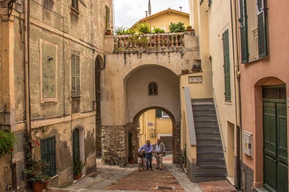 Porta Sottana leading into the old town in Bordighera in Liguria