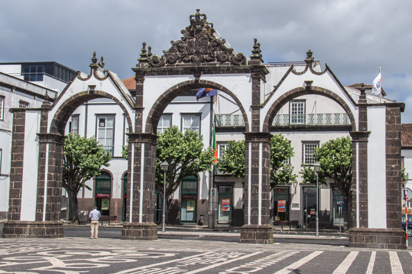 Portas da Cidade (city gates) of Ponta Delgada on the Island of São Miguel in the Azores
