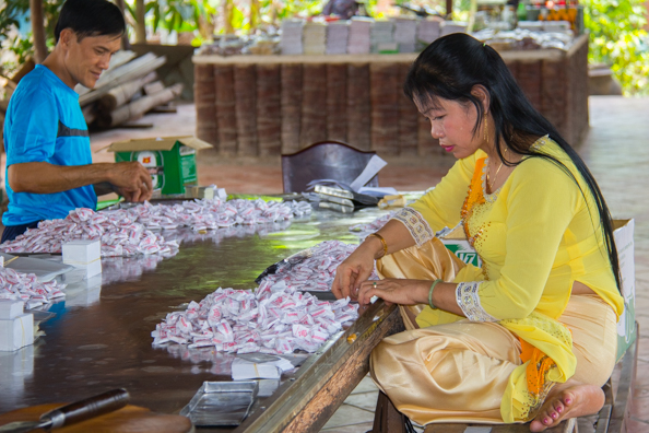 Production of coconut sweets in the Mekong Delta in Vietnam