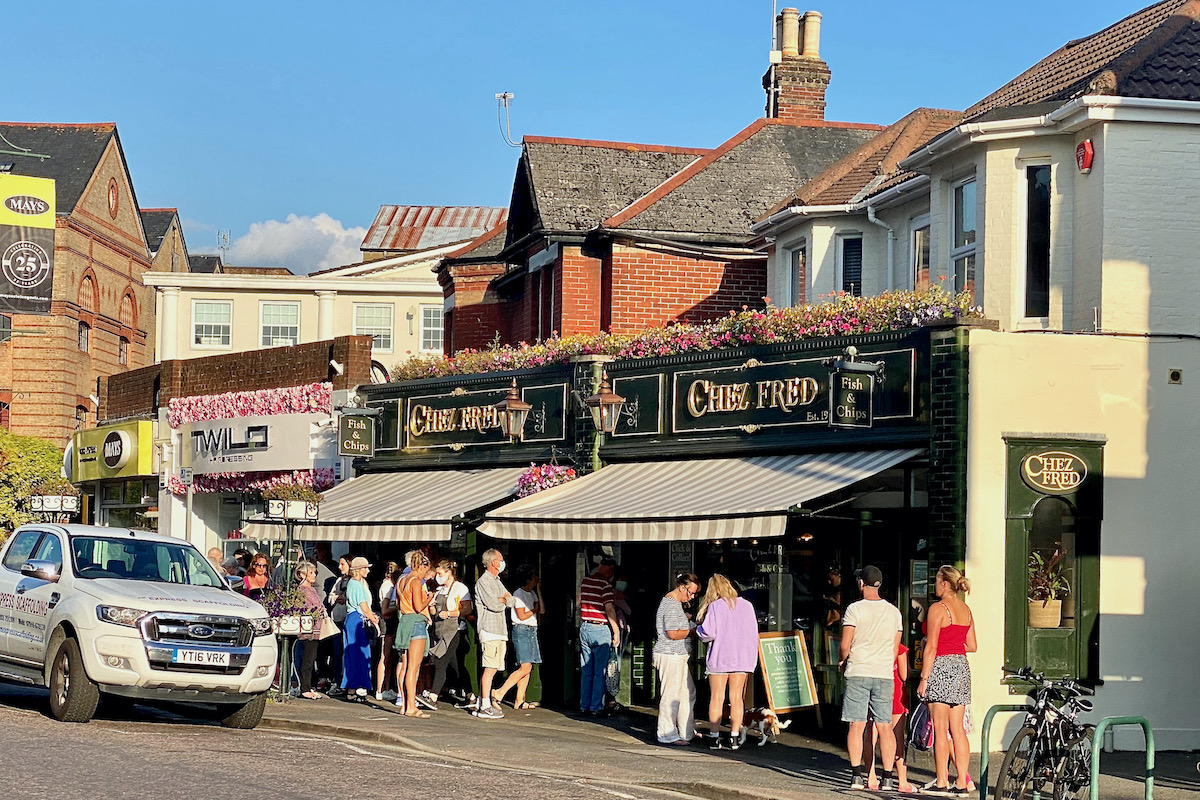 Queue Outside Chez Fred in Westbourne, Dorset