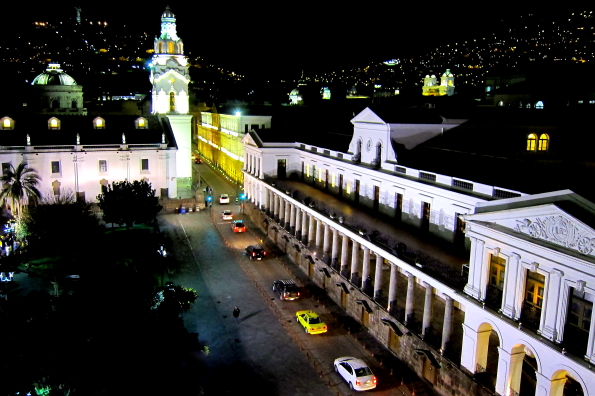 Grande Plaza in Quito Ecuador at night