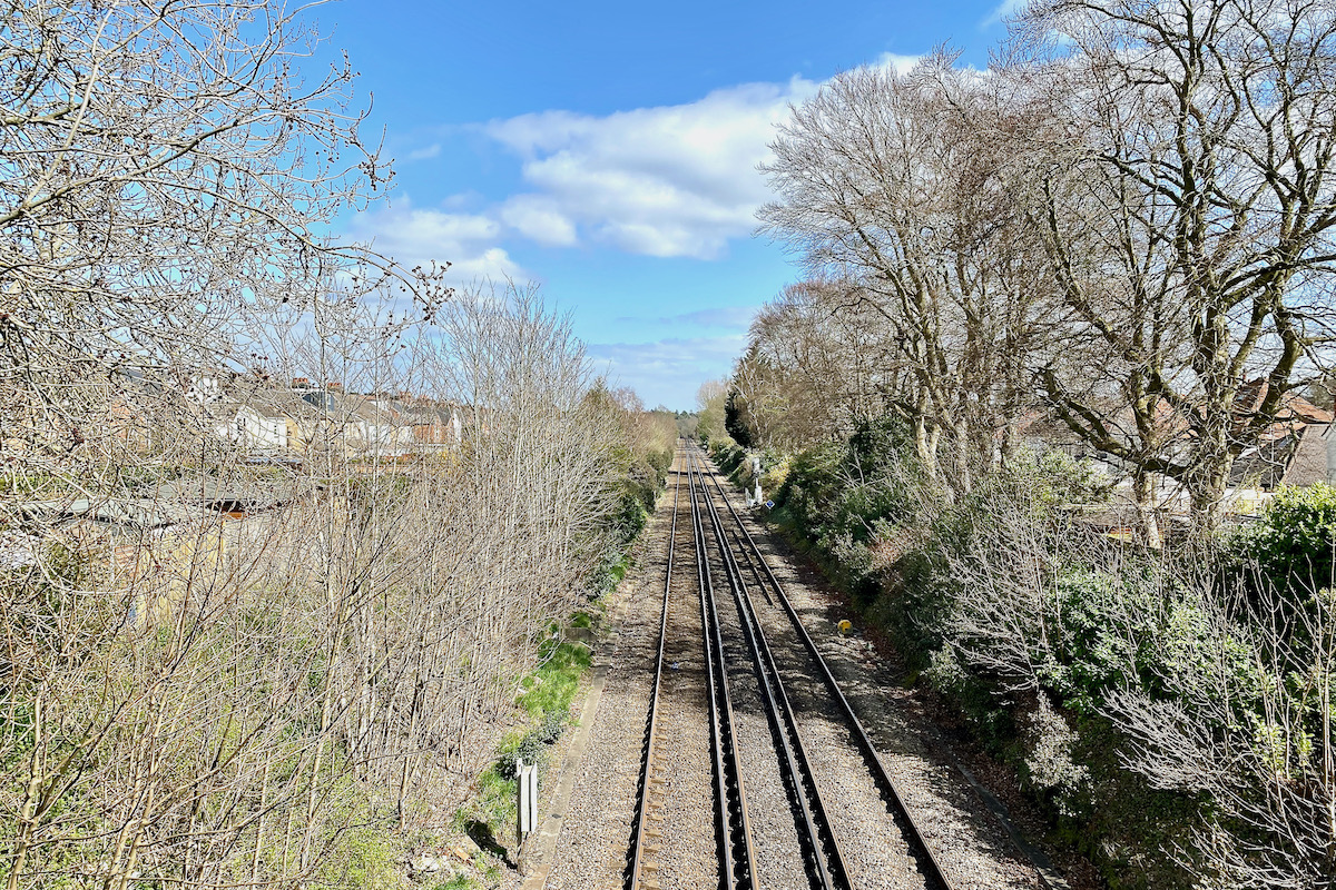 Railway Line Cutting Through Parkstone, Poole in Dorset