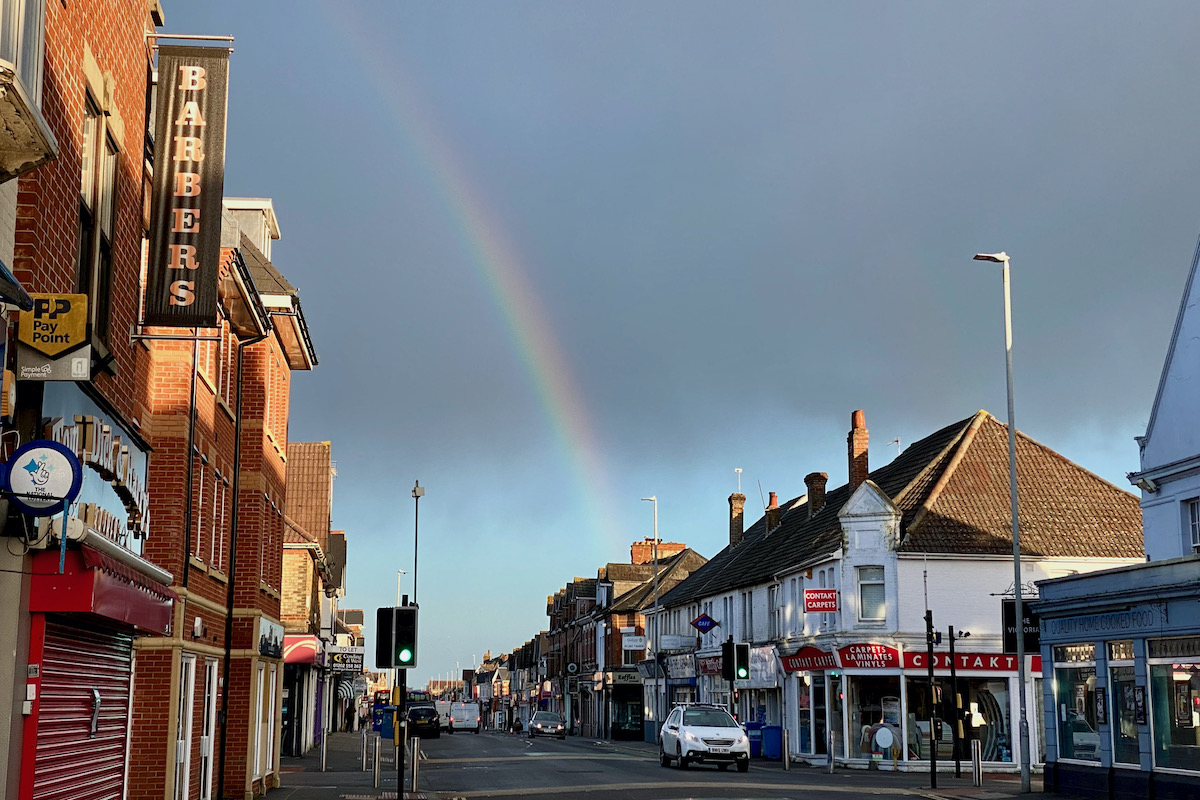 Rainbow over Ashley Road in Parkstone, Dorset