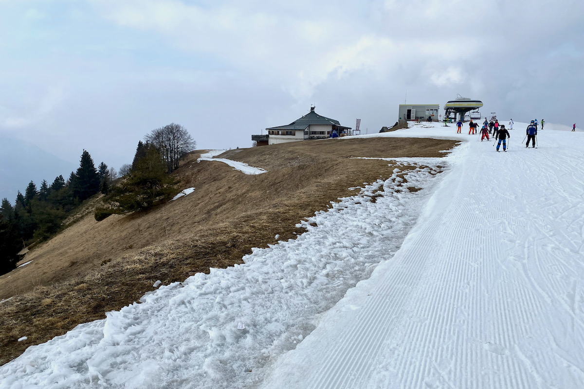 Receeding Snow Line on the Slopes at Folgaria in Trentino, italy
