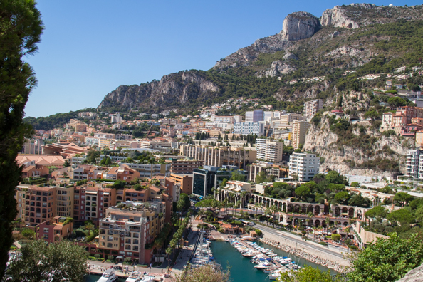 Reclaimed land around the rock of Monaco