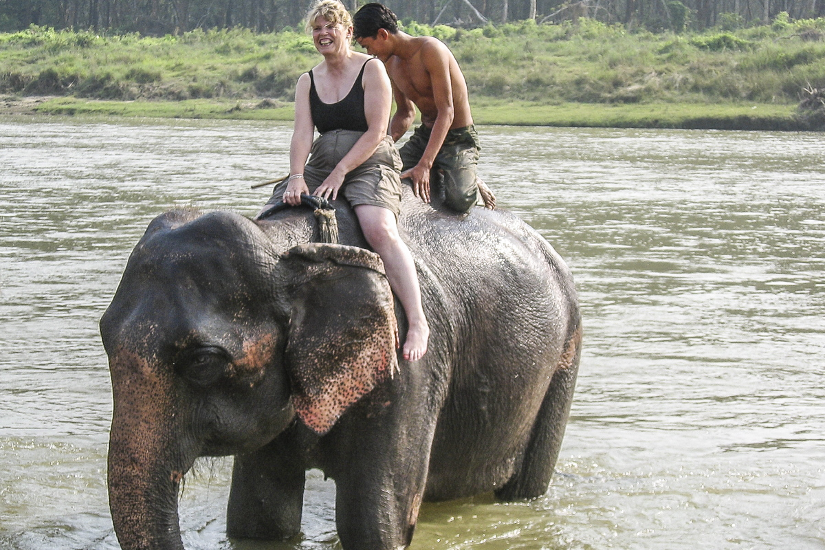 Riding an Elephant in Nepal 2003