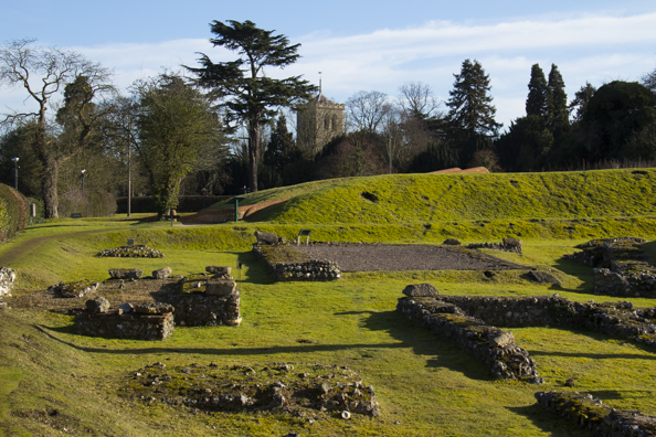 Roman Theatre in front of St Michael's Church in St Albans