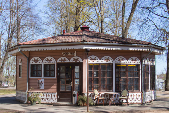Rotund cafe on Toome Hill in Tartu, Estonia