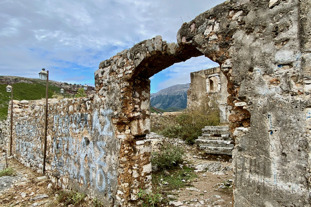 Ruins of the Church of Saints Sergius and Bacchus in Old Himara, Albania