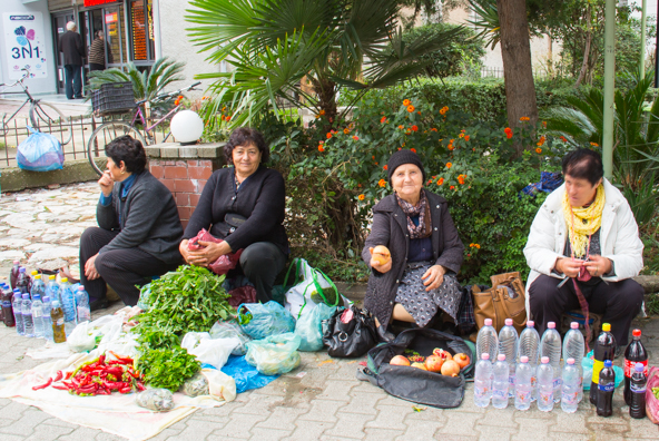 Selling produce on the streets of Vlora in Albania
