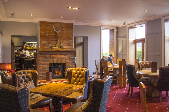 Sitting room and bar at the Balmer Lawn Hotel, Brockenhurst in the New Forest, England
