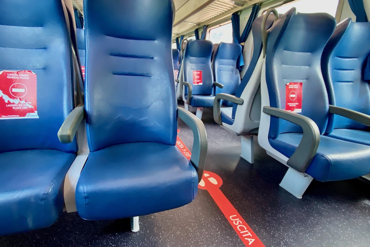 Social Distanced Seats on Italian Train