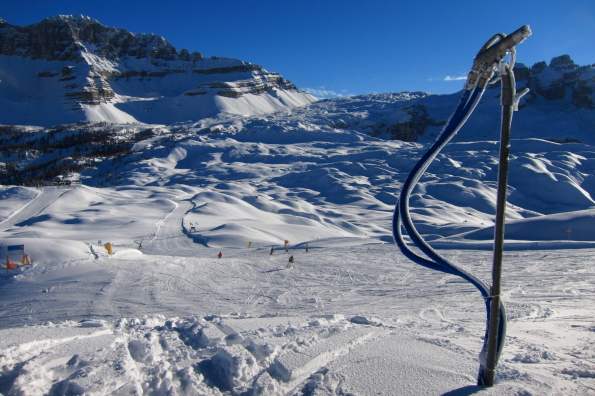 Snow making hose on Spinale in Madonna di Campiglio in the Italian Dolomites