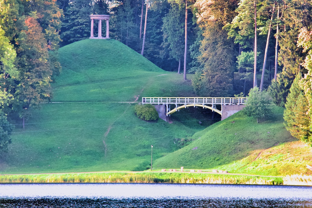Sun Bridge and Temple of Glory on Temple Hill in Alūksne, Vidzeme in Latvia