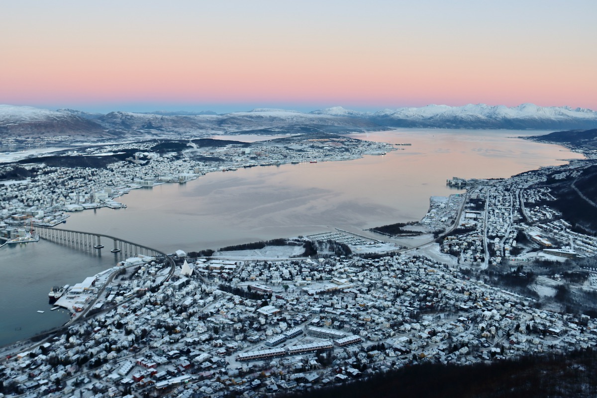 Sunrise from Mt Fløya in Tromsø, Norway