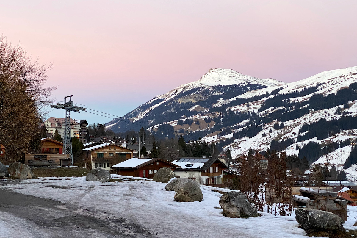 Sunset over Adelboden in Switzerland