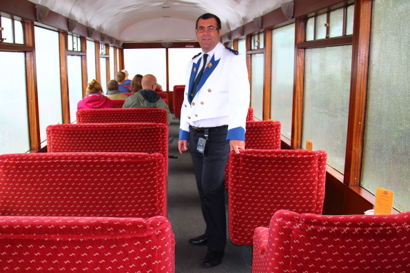Bob Patterson, steward in the Pullman coach on the Swanage Railway in Dorset