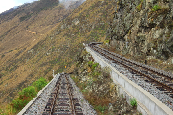 Switch back system on the mountain railway in Ecuador