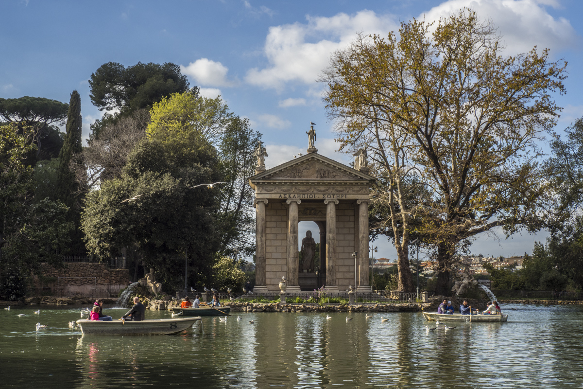 Temple of Aesculapius by the lake in Villa Borghese