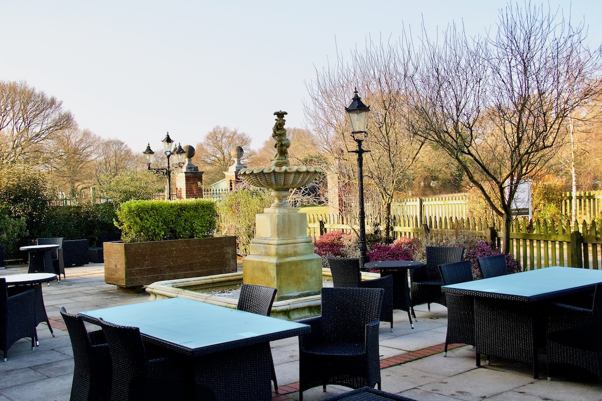 Terrace at the Balmer Lawn Hotel in Brockenhurst, the New Forest