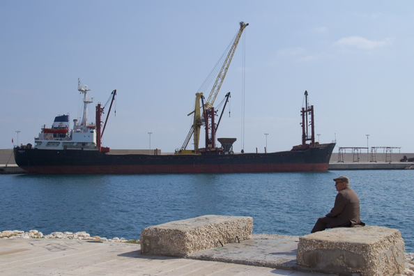 The commercial port in Monopoli, Puglia in Italy