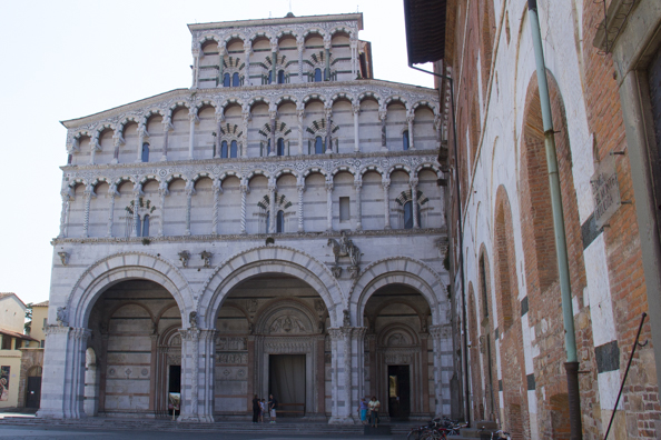 The front of the Cattedrale di San Martino in Lucca, Tuscany in Italy