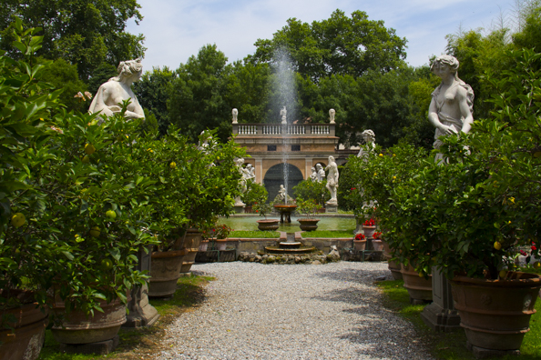 The gardens of Palazzo Pfanner in Lucca, Tuscany in Italy