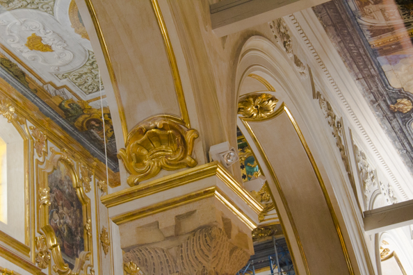 The interior of the Cathedral of the Madonna della Bruna and St. Eustace in Civita, Matera, Italy