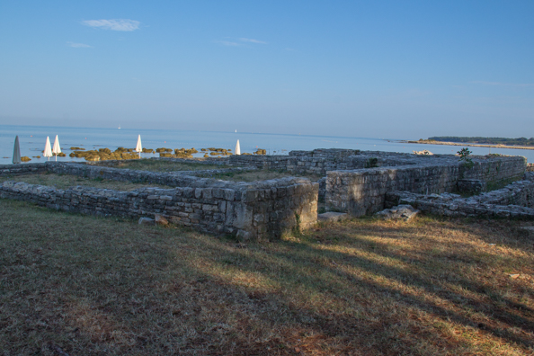 The remains of the once splendid Villa Tiola near Katoro beach, Umag on the Istrian Coast in Croatia