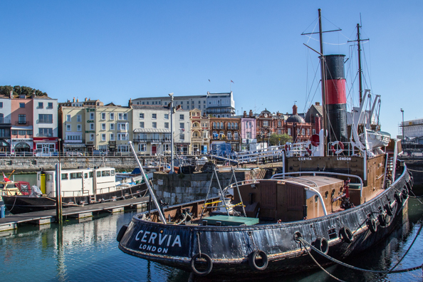 The steam tug Cervia in the Royal Harbour of Ramsgate, Thanet, Kent