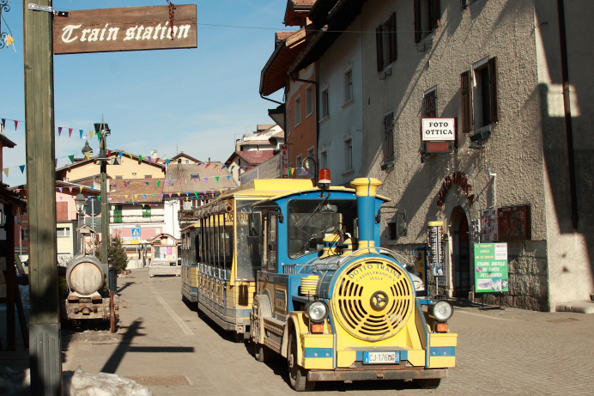 The tourist train that runs between Folgaria and Costa in Trentino, Italy