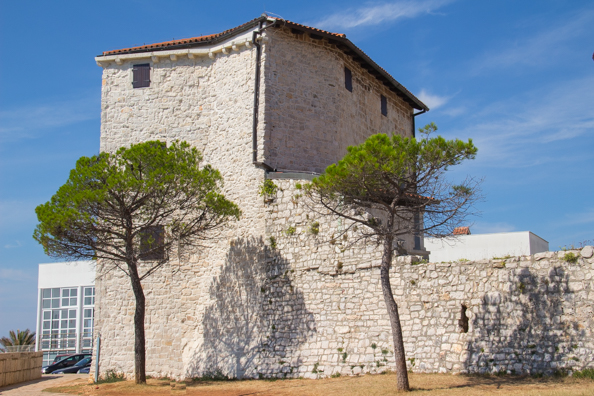 The Town Museum housed in a defenxive tower in the old town walls of Umag on the Istrian Coast of Croatia