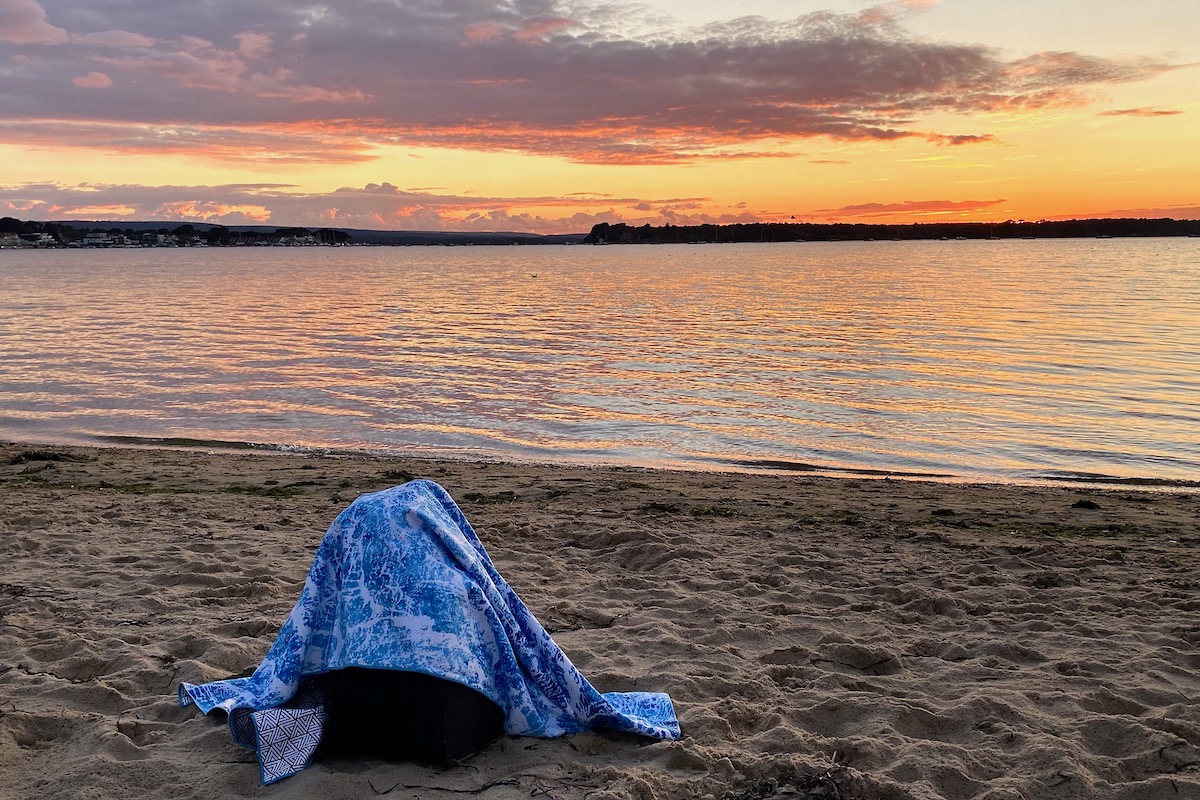 Towel Testing by Poole Harbour at Sunset