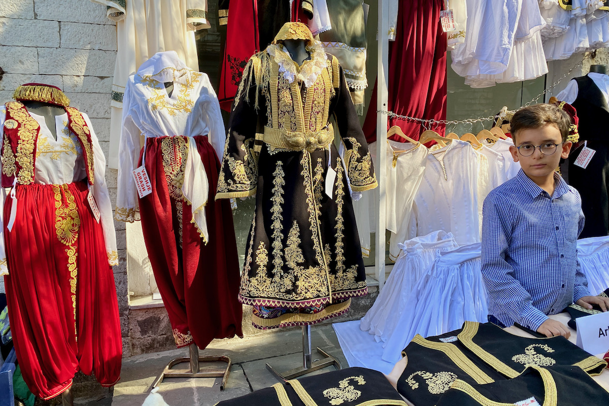 Traditional Hand Made Clothes for Sale in Gjirokastra, Albania