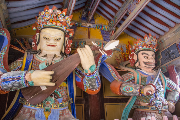Two of the Four Heavenly Kings in the second gate at Tongdosa temple South Korea