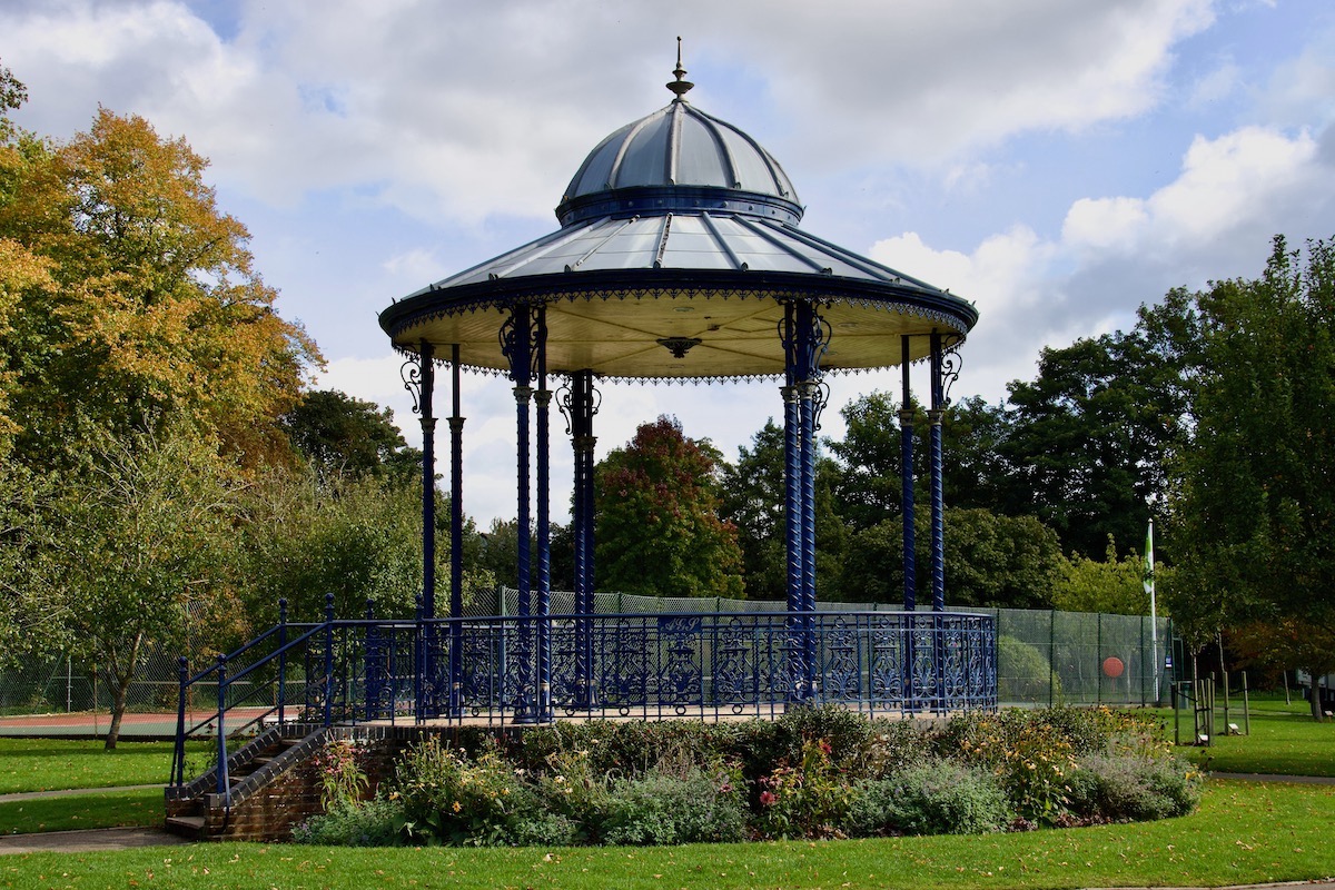 Victorian Bandstand in the War Memorial Park in Romsey, Hampshire