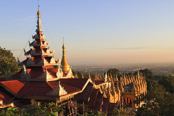 View from Su Taung Pyi Pagoda  the top of Mandalay Hill in Mandalay Myanmar